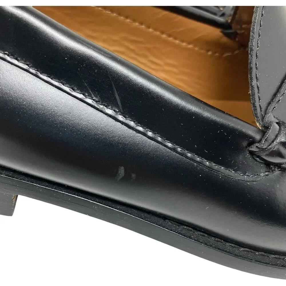 J Crew Penny Loafers Mens 9.5 Black Leather Sole Business Preppy Luxury Shoes